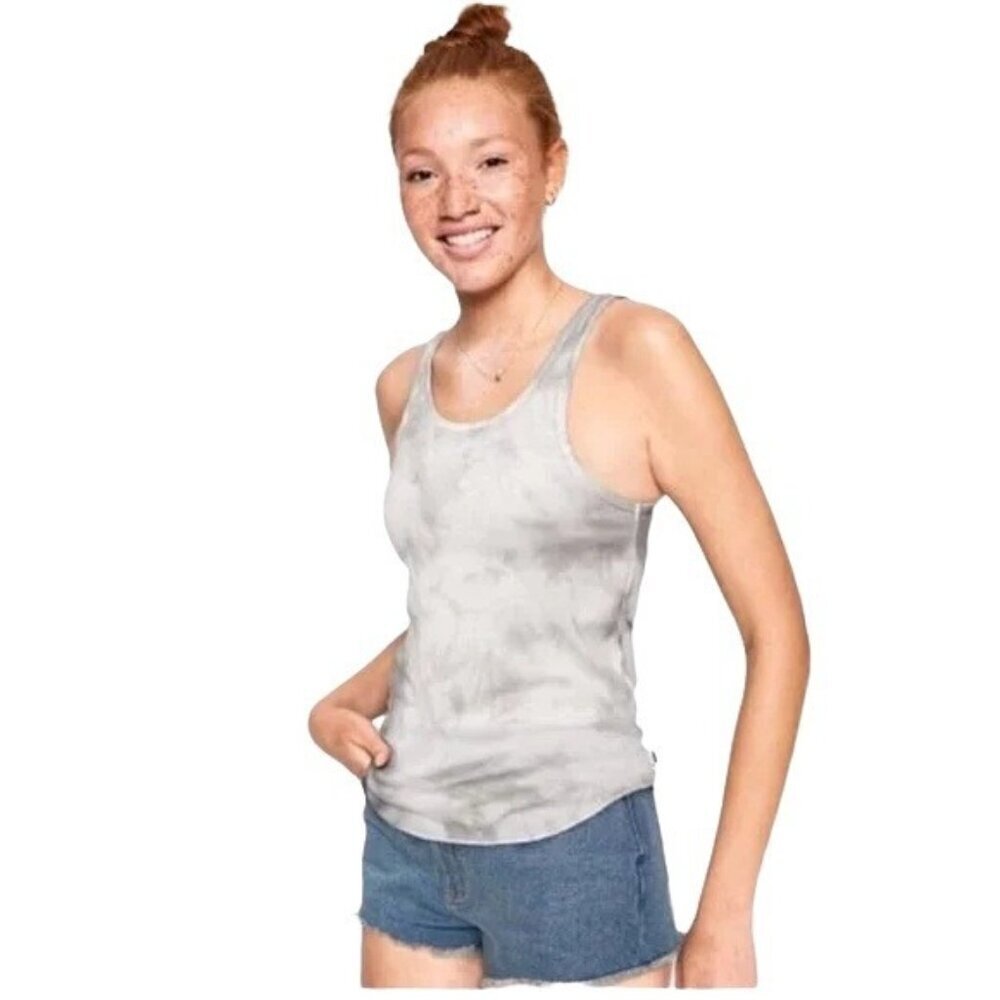 PINK Victoria's Secret Gray Tie Dye Ribbed Tank Top